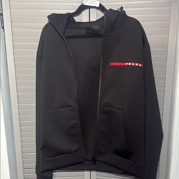 Prada Men's Black Jacket with Red Detail - Picture 1 of 11
